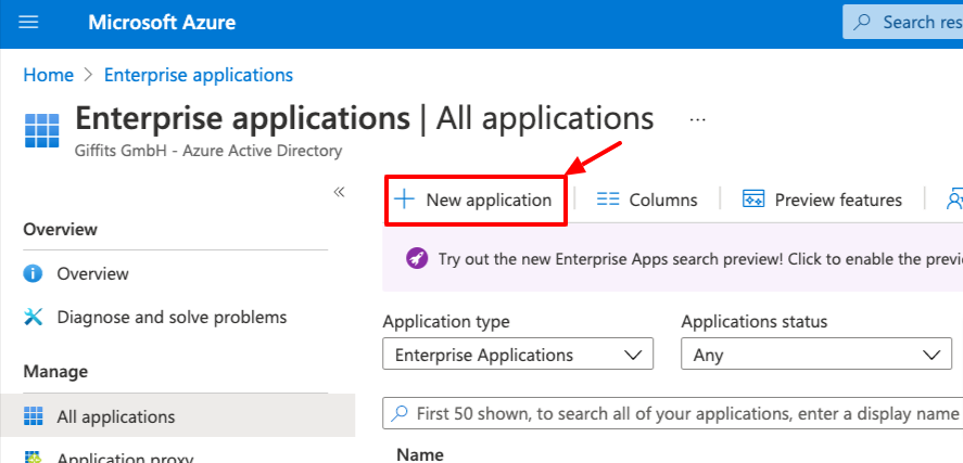 New Enterprise application
