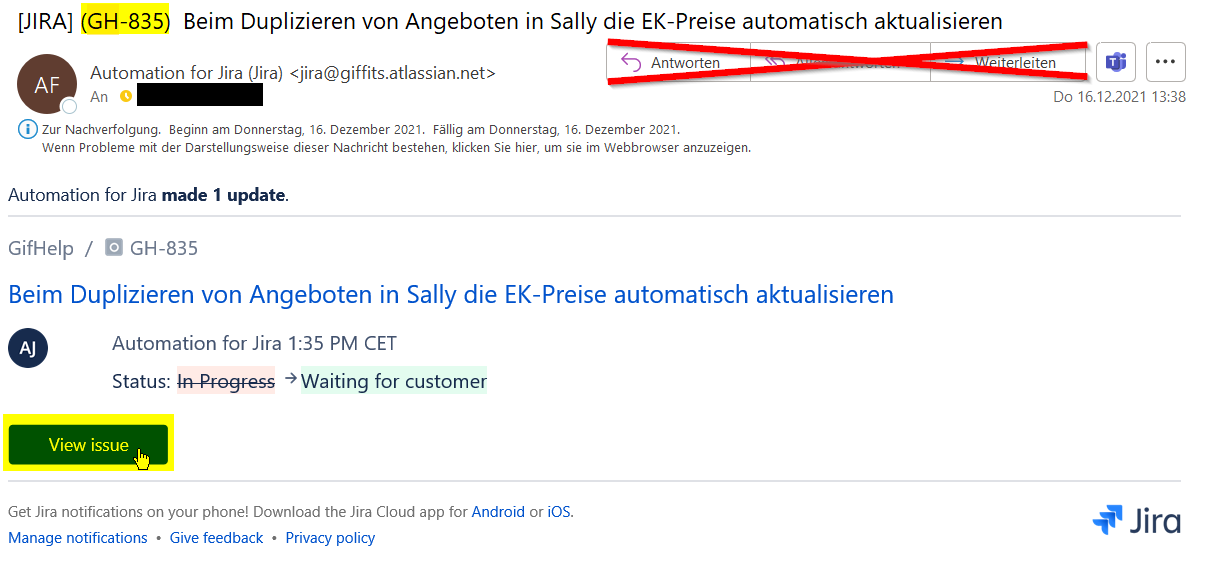 e-mail notificationII